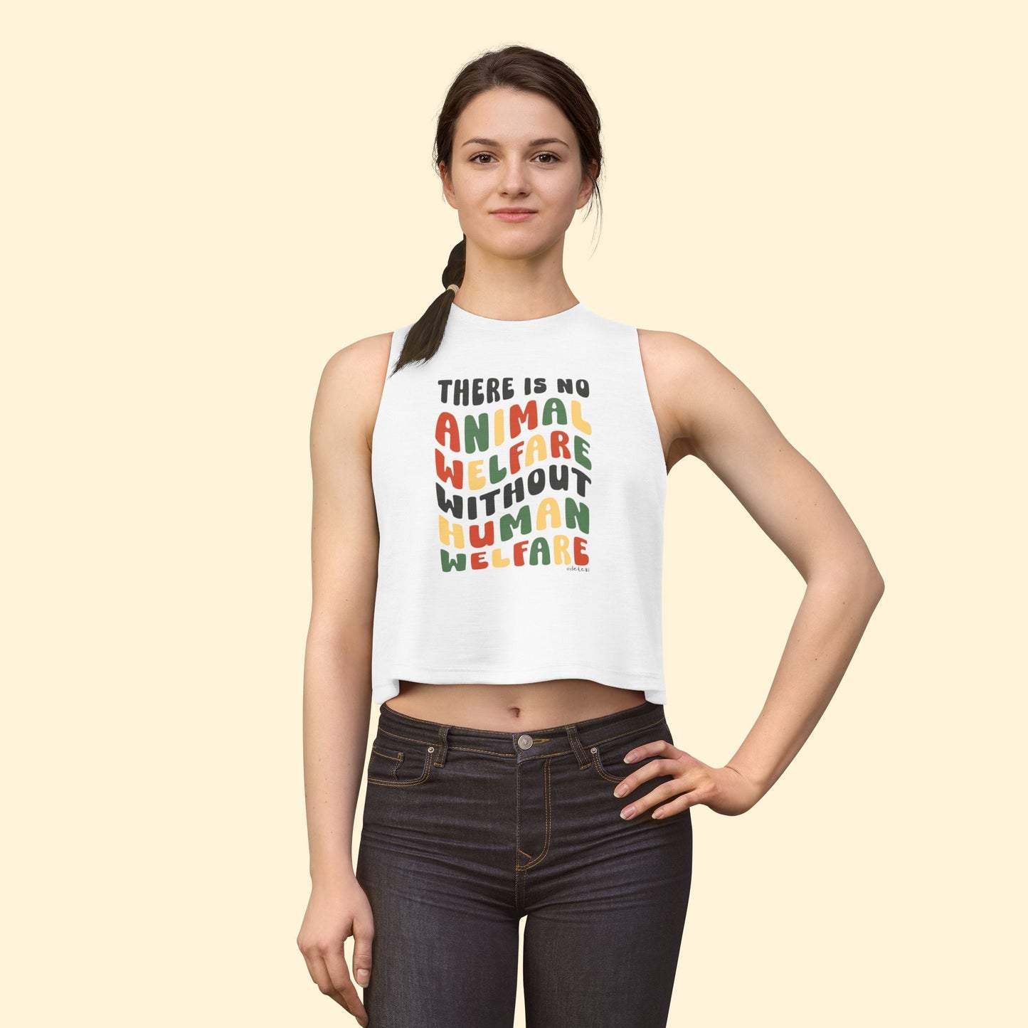 Cropped Muscle Tank | There Is No Animal Welfare Without Human Welfare - Detezi Designs - 10539081005601500867