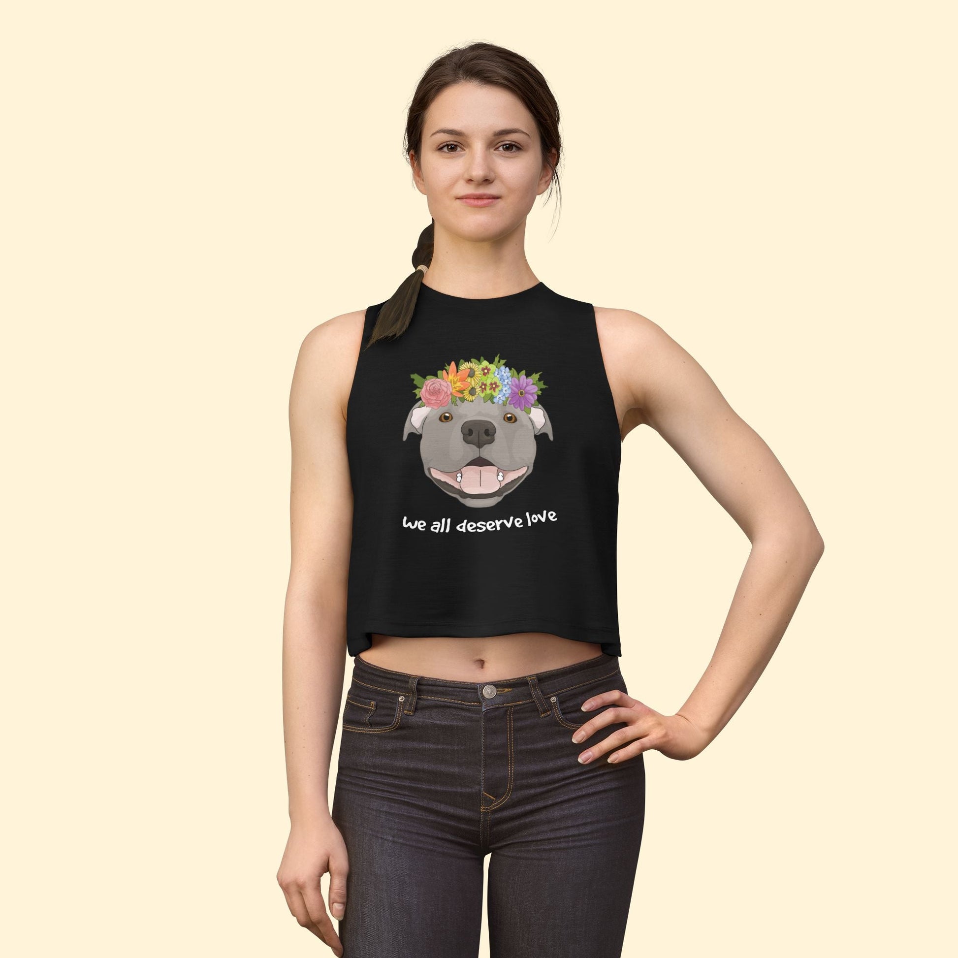 Cropped Muscle Tank | We All Deserve Love - Detezi Designs - 32696767421992248859