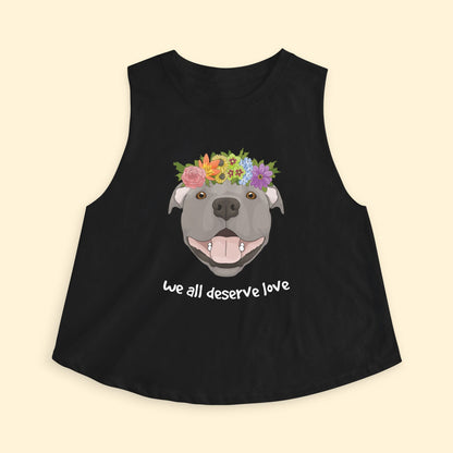 Cropped Muscle Tank | We All Deserve Love - Detezi Designs - 73044890915383832946