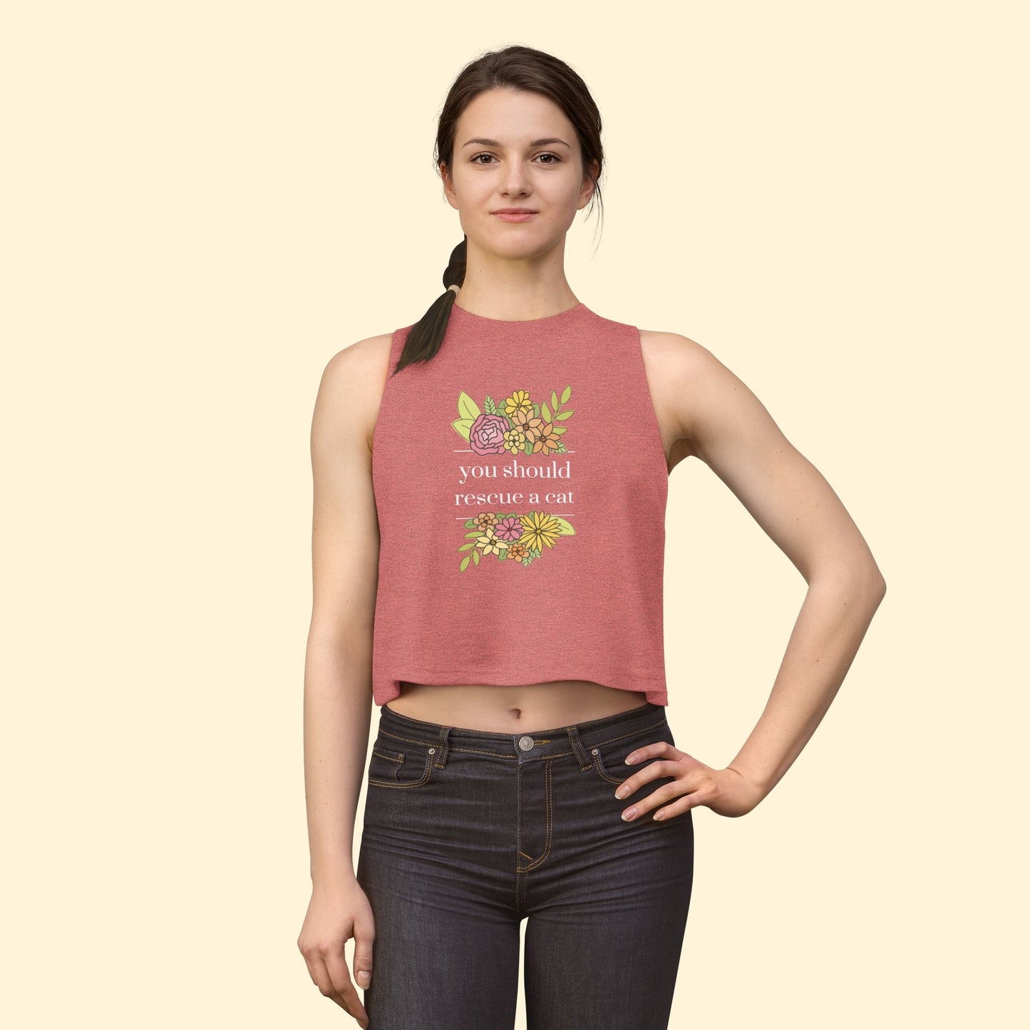 Cropped Muscle Tank | You Should Rescue A Cat - Detezi Designs - 11273688985351807634