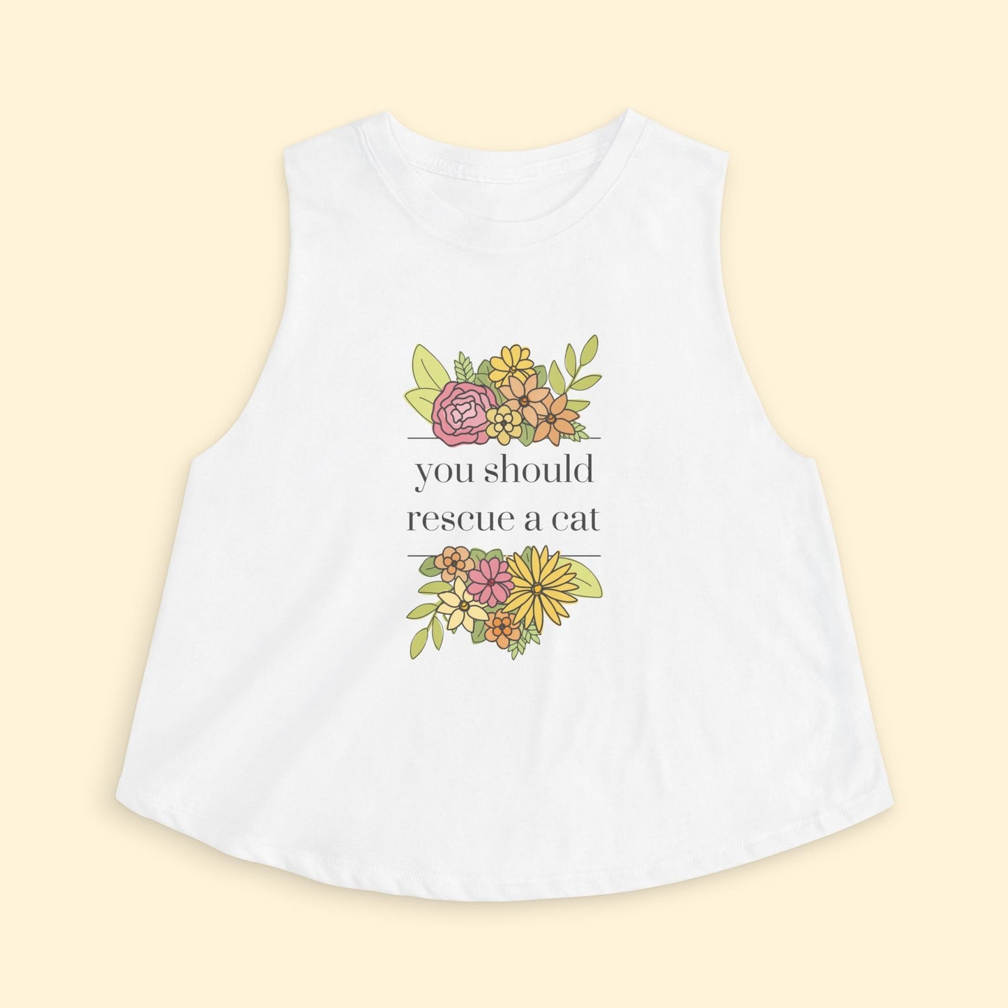 Cropped Muscle Tank | You Should Rescue A Cat - Detezi Designs - 19011015825919542196