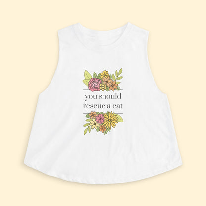 Cropped Muscle Tank | You Should Rescue A Cat - Detezi Designs - 19011015825919542196