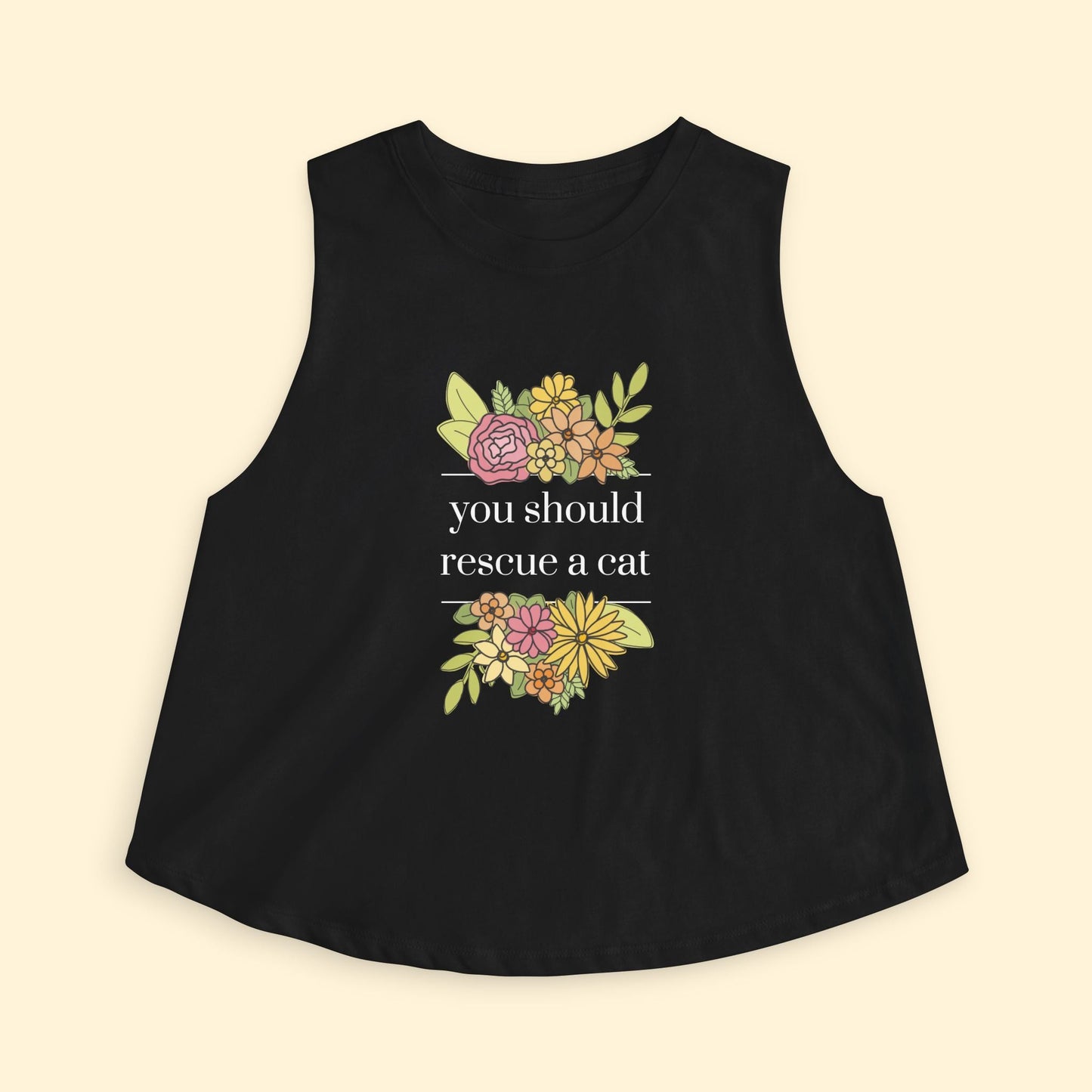 Cropped Muscle Tank | You Should Rescue A Cat - Detezi Designs - 22302544019199494632