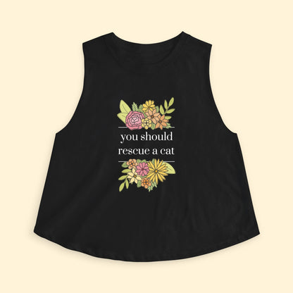 Cropped Muscle Tank | You Should Rescue A Cat - Detezi Designs - 22302544019199494632