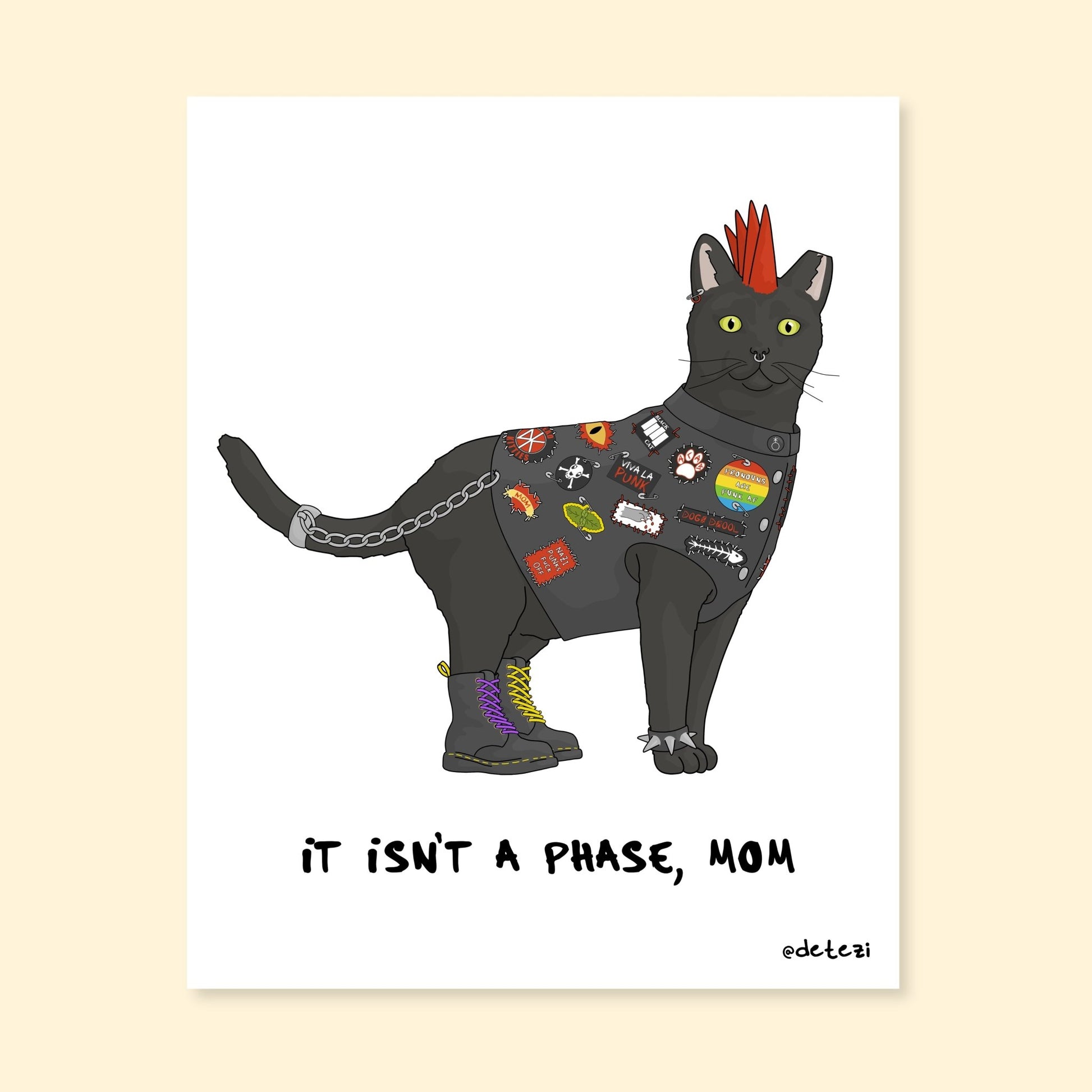 Damaged Print | Punk Cat - Detezi Designs-