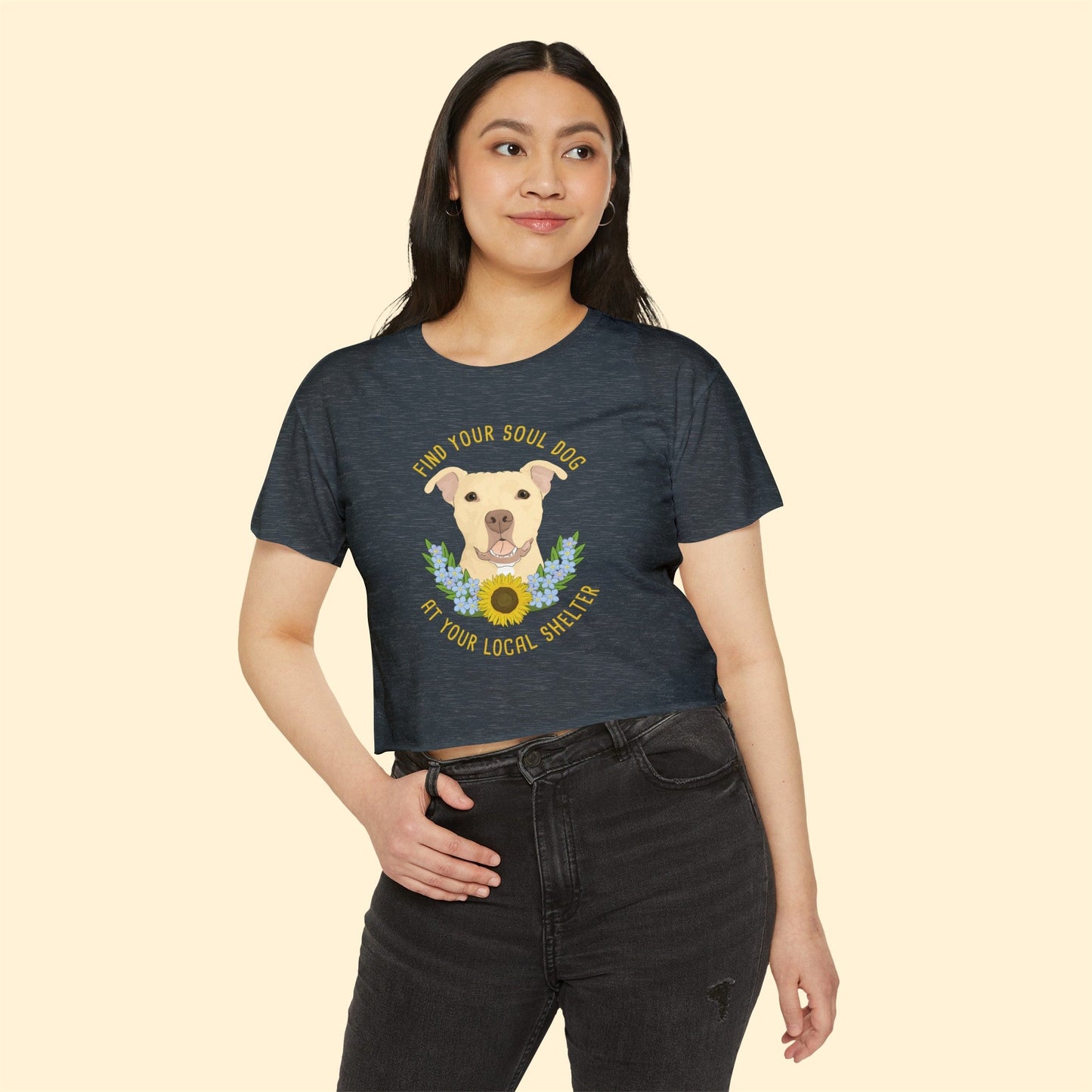 Dobby | FUNDRAISER for Friends of City Dogs Cleveland | Women's Festival Crop Top - Detezi Designs - 33508734953201210002