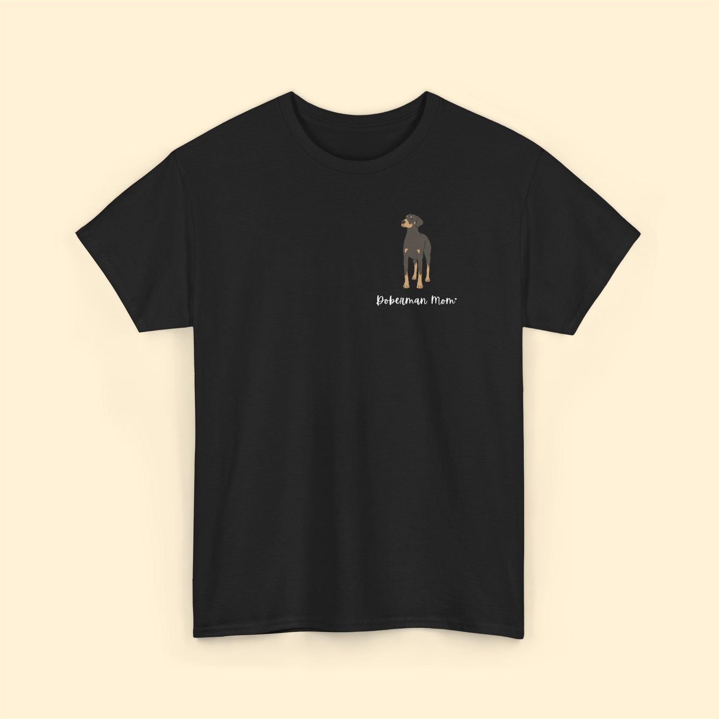 Doberman Mom | Pocket Print | Unisex T-shirt - Detezi Designs-29530937546715257417