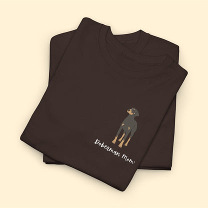 Doberman Mom | Pocket Print | Unisex T-shirt - Detezi Designs-80442153938128762570