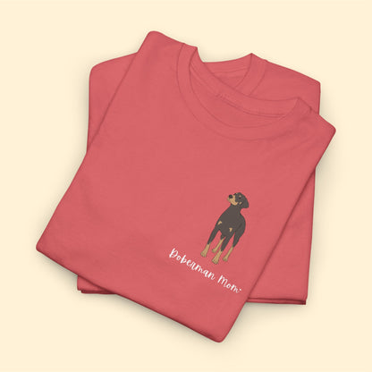 Doberman Mom | Pocket Print | Unisex T-shirt - Detezi Designs-80442153938128762570