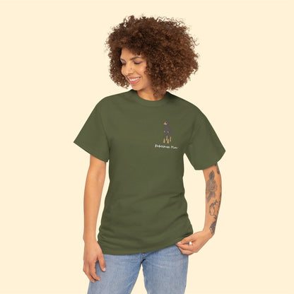 Doberman Mom | Pocket Print | Unisex T-shirt - Detezi Designs-80442153938128762570