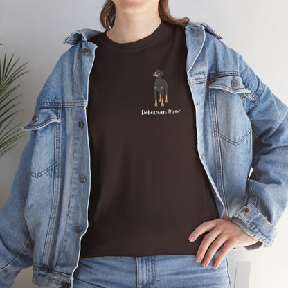 Doberman Mom | Pocket Print | Unisex T-shirt - Detezi Designs-80442153938128762570