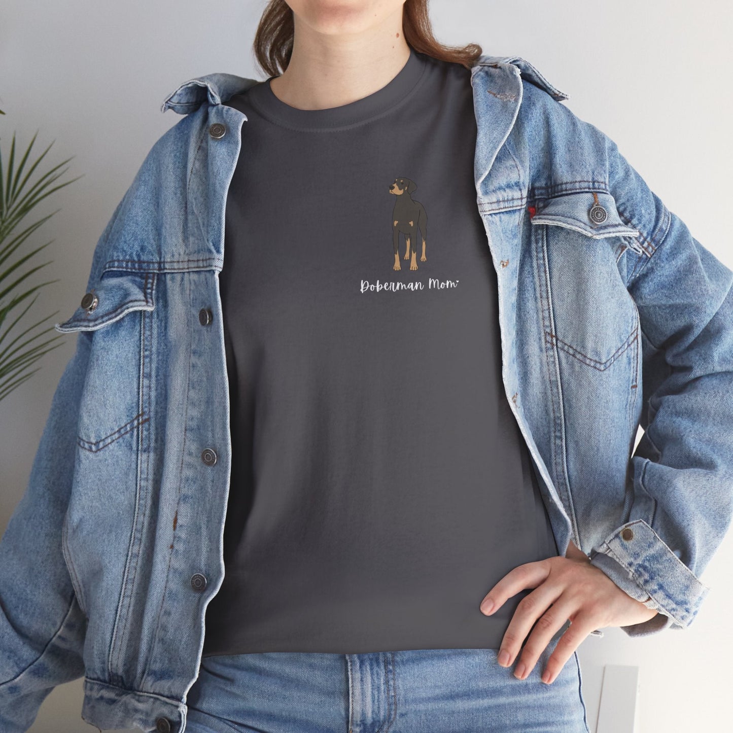 Doberman Mom | Pocket Print | Unisex T-shirt - Detezi Designs-80442153938128762570