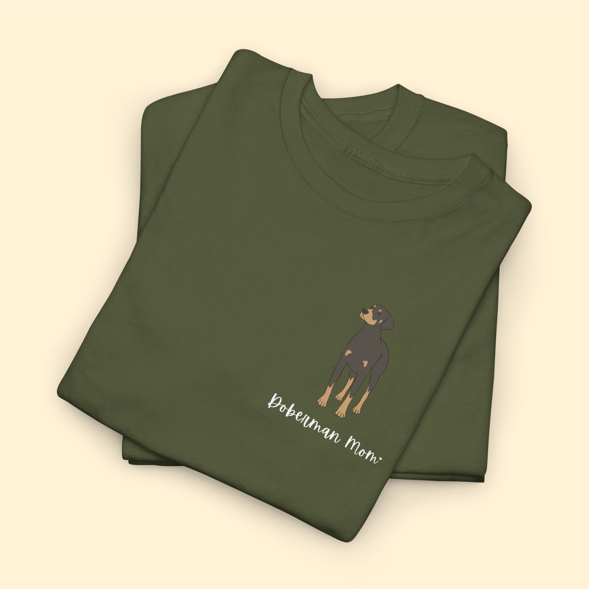 Doberman Mom | Pocket Print | Unisex T-shirt - Detezi Designs-80442153938128762570