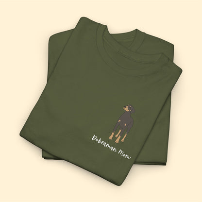 Doberman Mom | Pocket Print | Unisex T-shirt - Detezi Designs-80442153938128762570