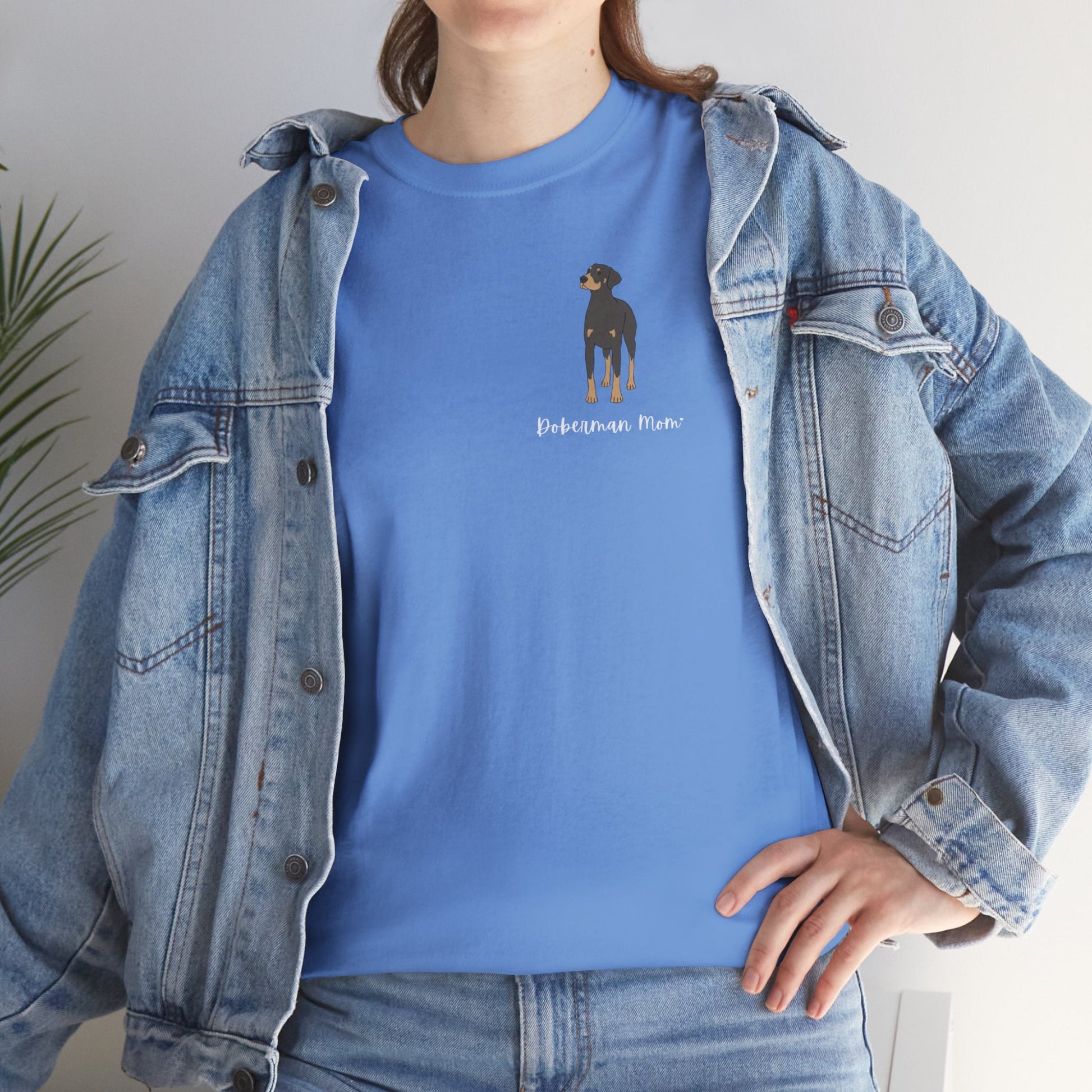 Doberman Mom | Pocket Print | Unisex T-shirt - Detezi Designs-80442153938128762570