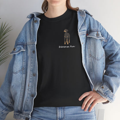 Doberman Mom | Pocket Print | Unisex T-shirt - Detezi Designs-80442153938128762570