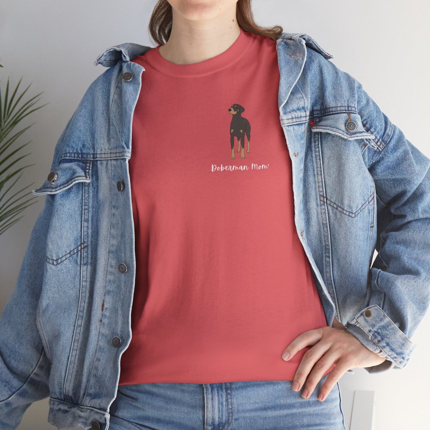 Doberman Mom | Pocket Print | Unisex T-shirt - Detezi Designs-80442153938128762570