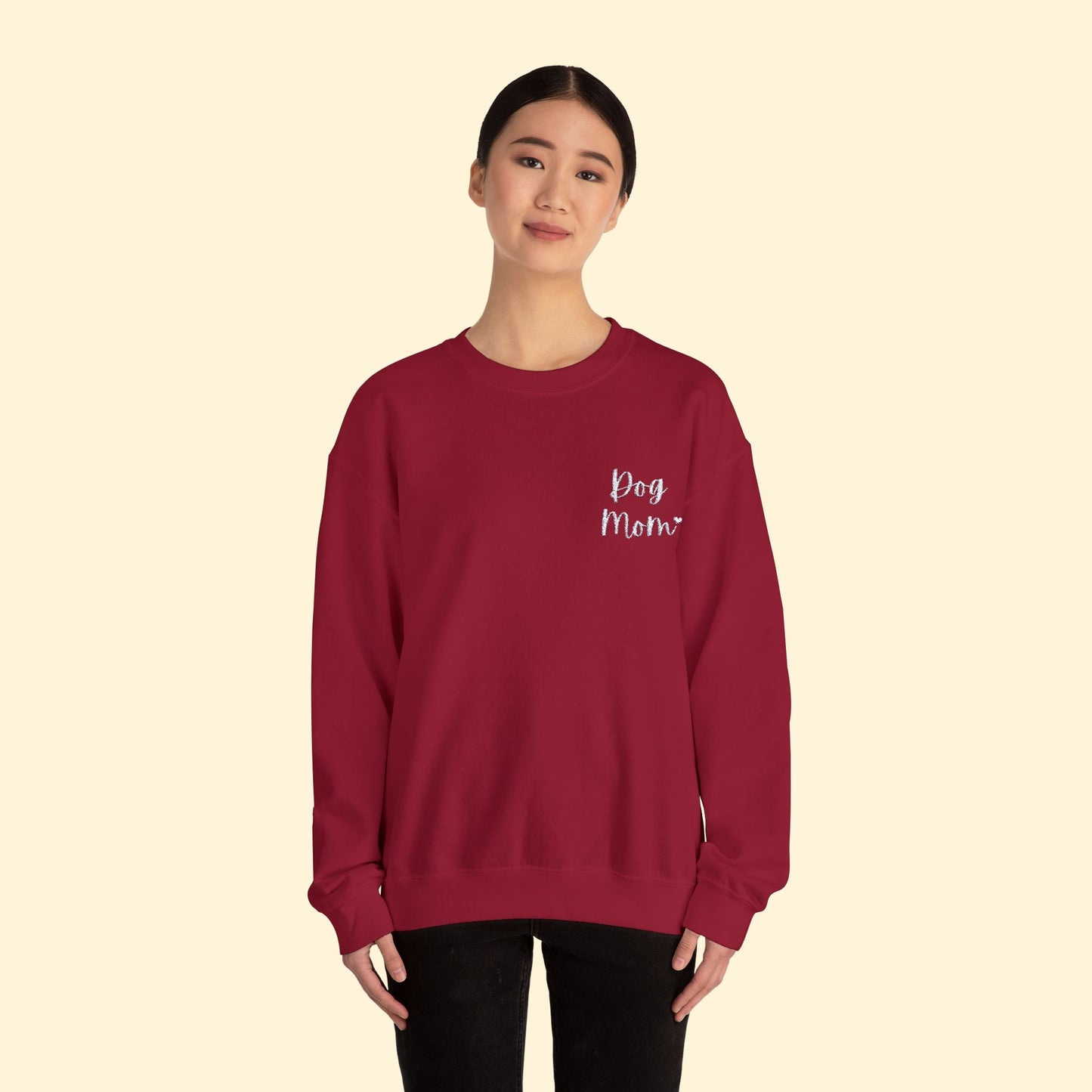 Dog Mom | Embroidered | Unisex Crewneck Sweatshirt - Detezi Designs - 11645904858028178735