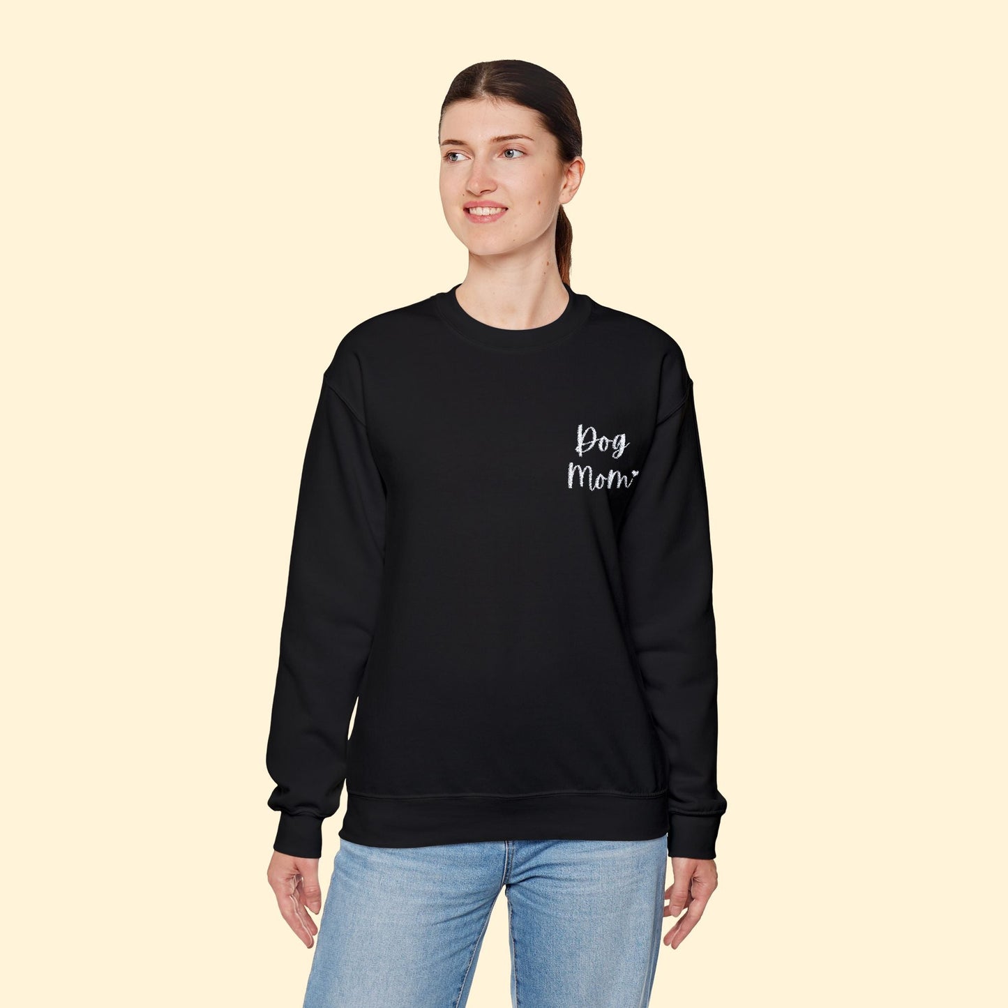 Dog Mom | Embroidered | Unisex Crewneck Sweatshirt - Detezi Designs - 30215468406933889695