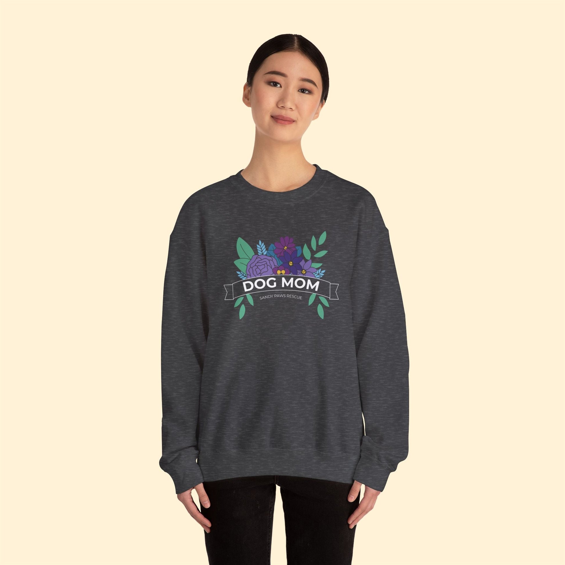 Dog Mom | FUNDRAISER for Sandy Paws Rescue | Crewneck Sweatshirt - Detezi Designs - 19677510225711532341