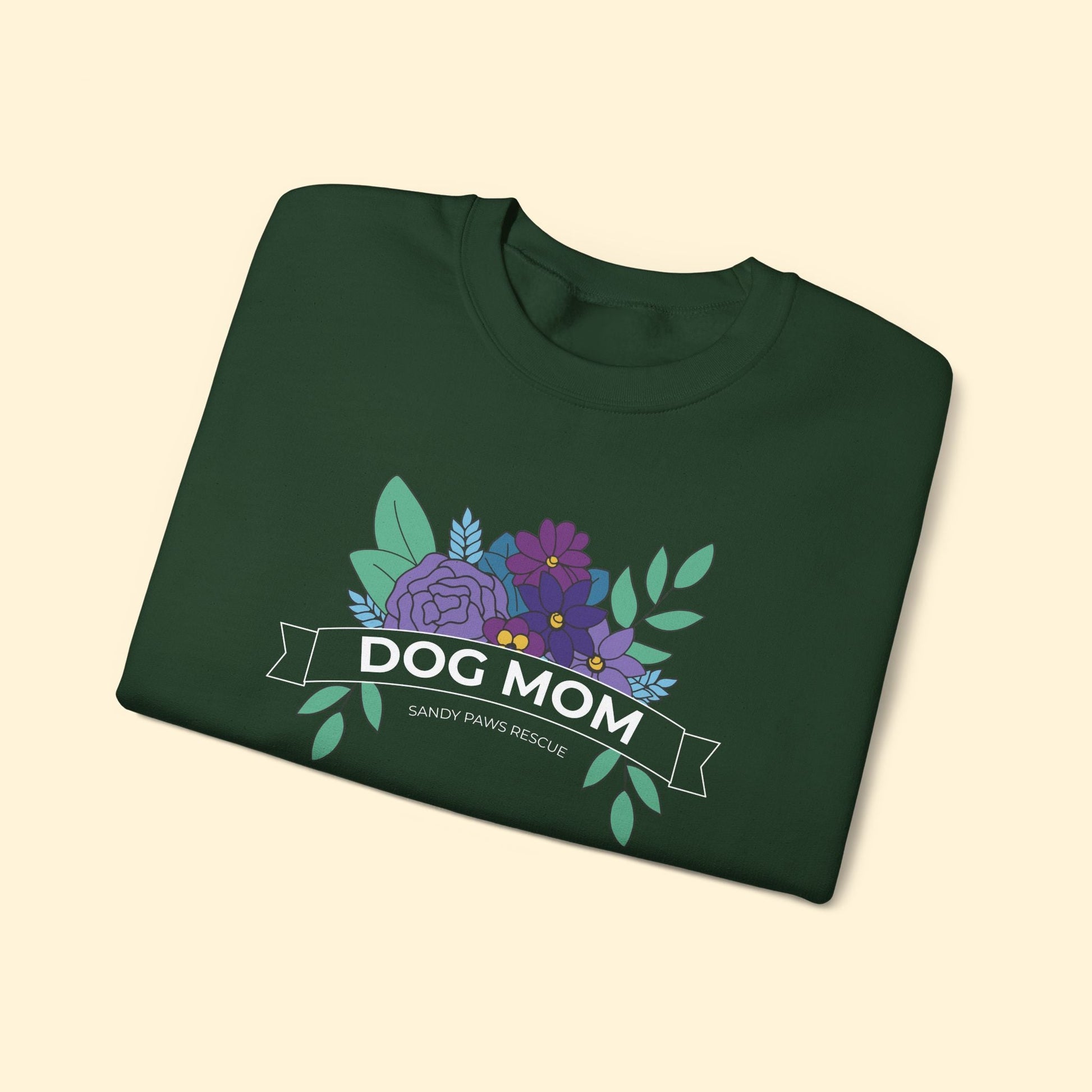 Dog Mom | FUNDRAISER for Sandy Paws Rescue | Crewneck Sweatshirt - Detezi Designs - 19677510225711532341