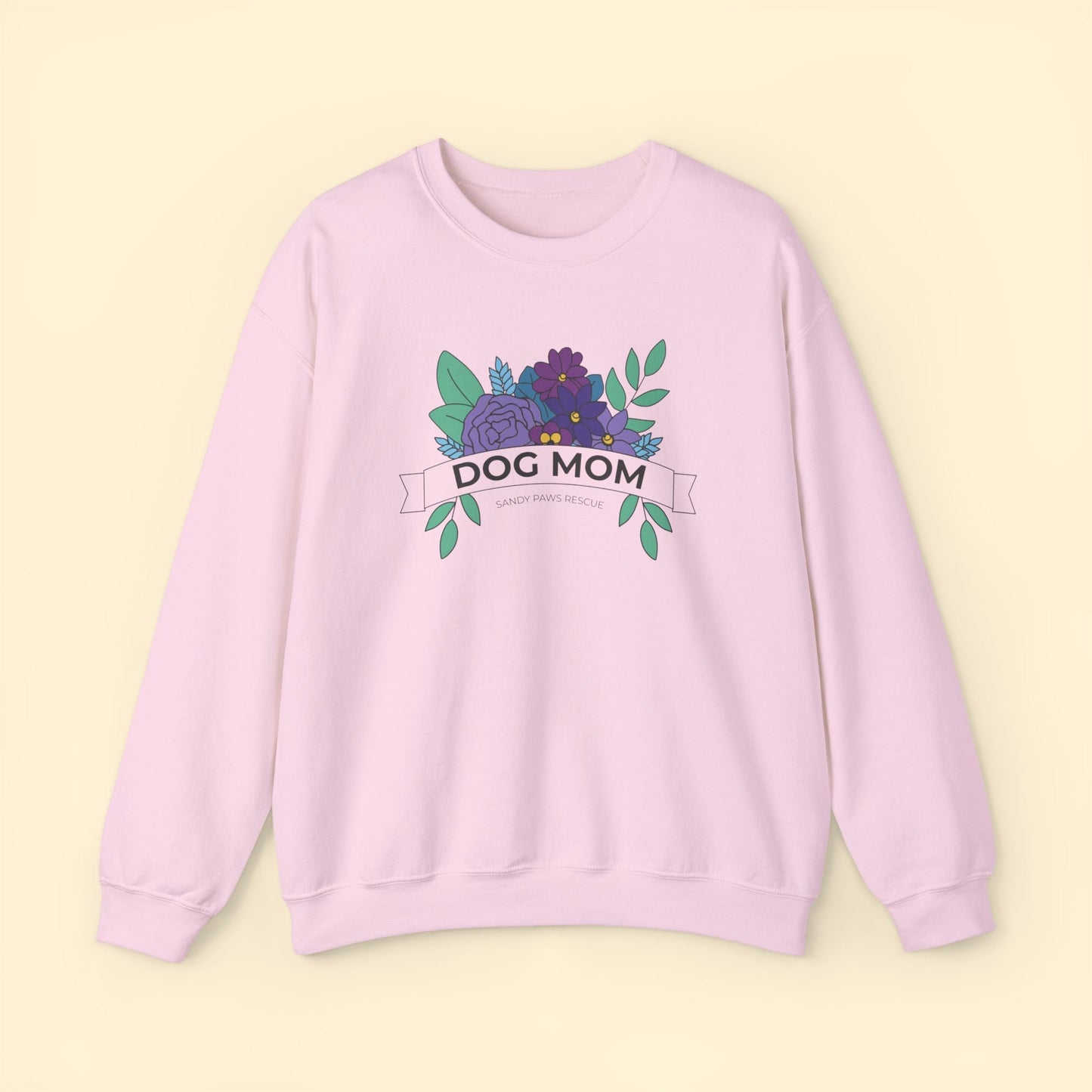 Dog Mom | FUNDRAISER for Sandy Paws Rescue | Crewneck Sweatshirt - Detezi Designs - 29762716445194464486