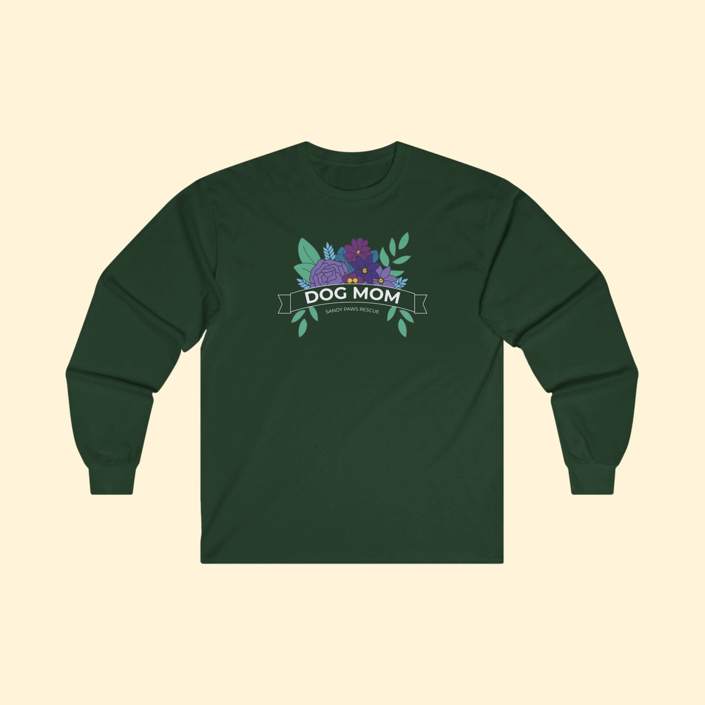 Dog Mom | FUNDRAISER for Sandy Paws Rescue | Long Sleeve Tee - Detezi Designs - 18403152968383221470