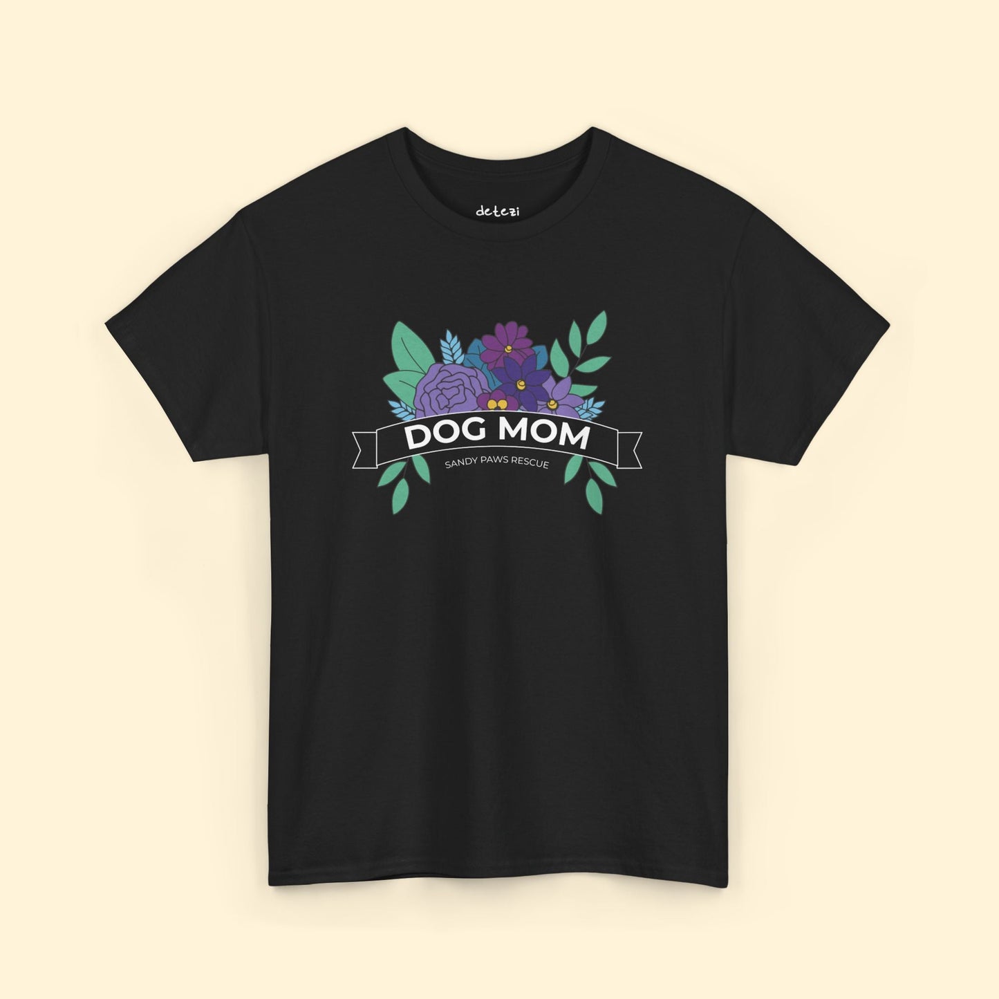 Dog Mom | FUNDRAISER for Sandy Paws Rescue | Unisex T-shirt - Detezi Designs - 52613396877896877279