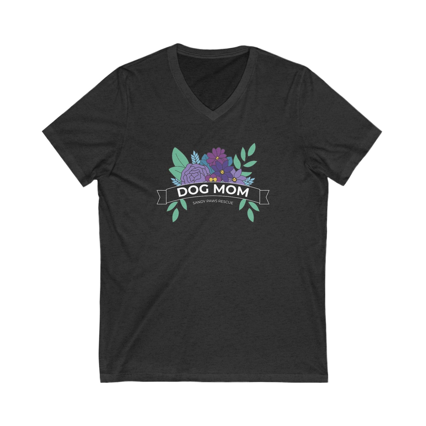 Dog Mom | FUNDRAISER for Sandy Paws Rescue | Unisex V - Neck Tee - Detezi Designs - 14592713358106795319