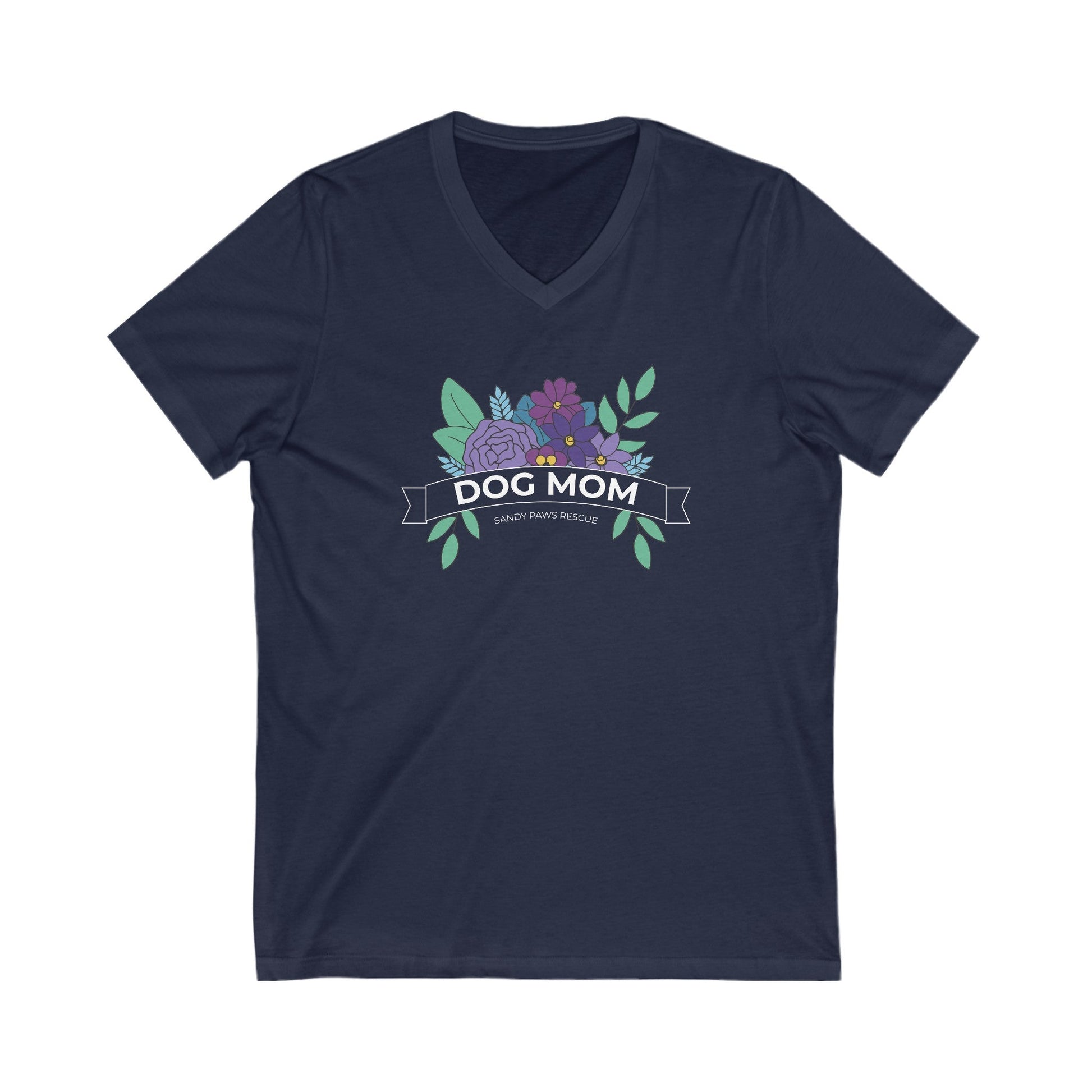 Dog Mom | FUNDRAISER for Sandy Paws Rescue | Unisex V - Neck Tee - Detezi Designs - 19730354696304042602