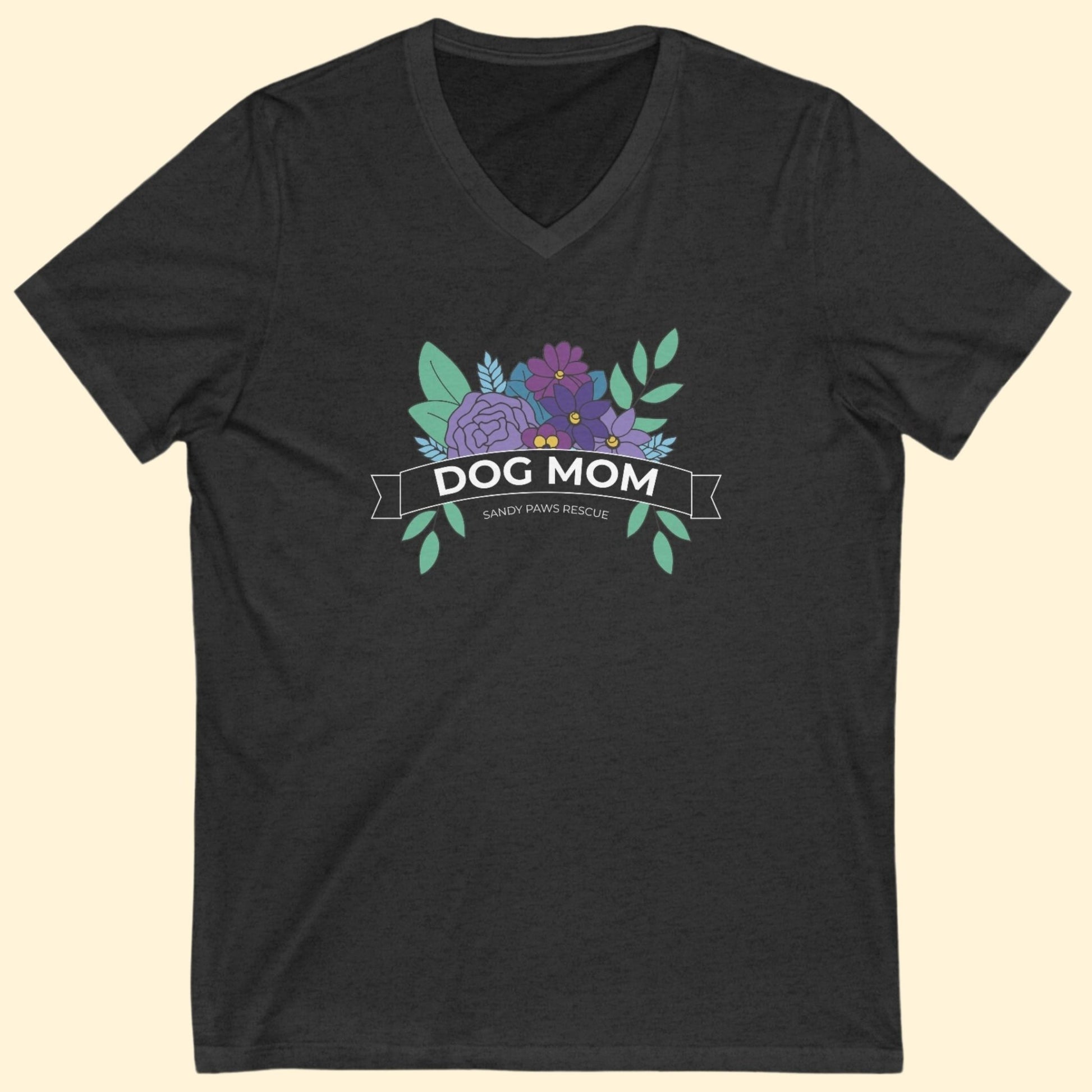 Dog Mom | FUNDRAISER for Sandy Paws Rescue | Unisex V - Neck Tee - Detezi Designs - 21080442224787490850