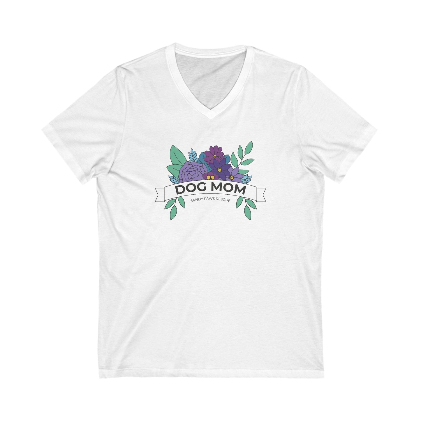 Dog Mom | FUNDRAISER for Sandy Paws Rescue | Unisex V - Neck Tee - Detezi Designs - 70677684035558106819