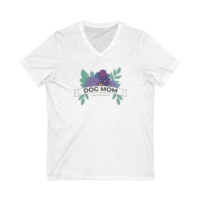 Dog Mom | FUNDRAISER for Sandy Paws Rescue | Unisex V - Neck Tee - Detezi Designs - 70677684035558106819