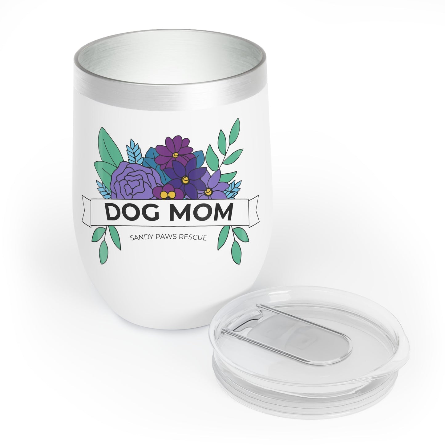 Dog Mom | FUNDRAISER for Sandy Paws Rescue | Wine Tumbler - Detezi Designs - 14111364695079743094