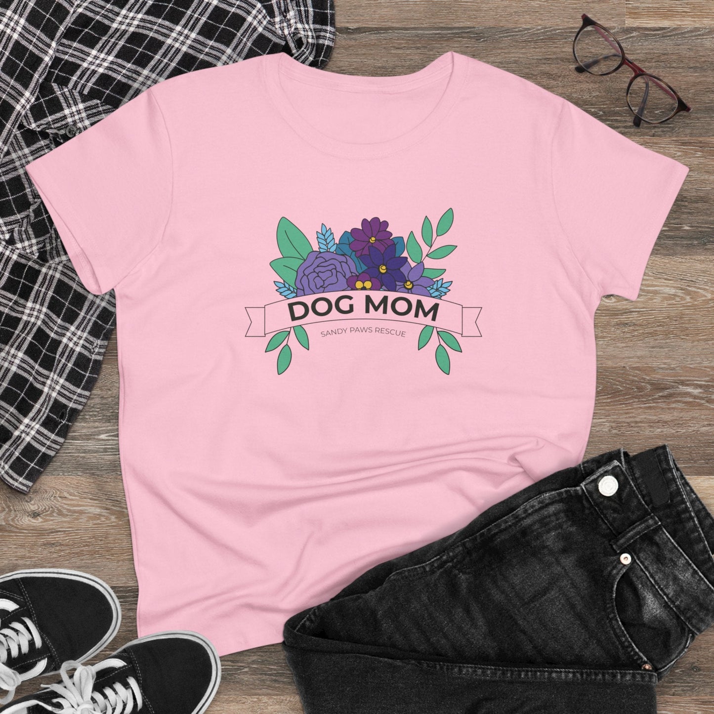 Dog Mom | FUNDRAISER for Sandy Paws Rescue | Women's Midweight Cotton Tee - Detezi Designs - 11021238769669373751