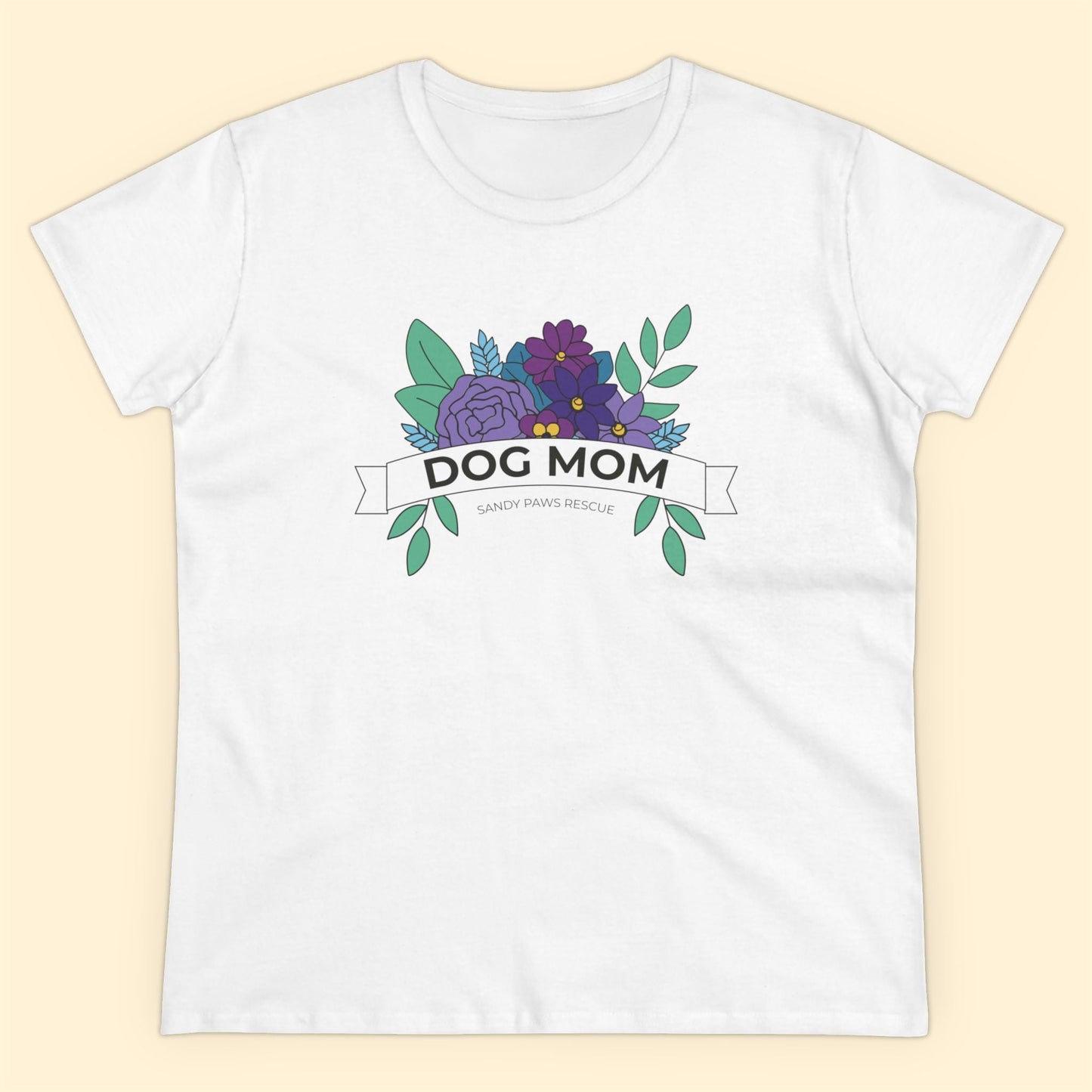 Dog Mom | FUNDRAISER for Sandy Paws Rescue | Women's Midweight Cotton Tee - Detezi Designs - 29149722047294826326