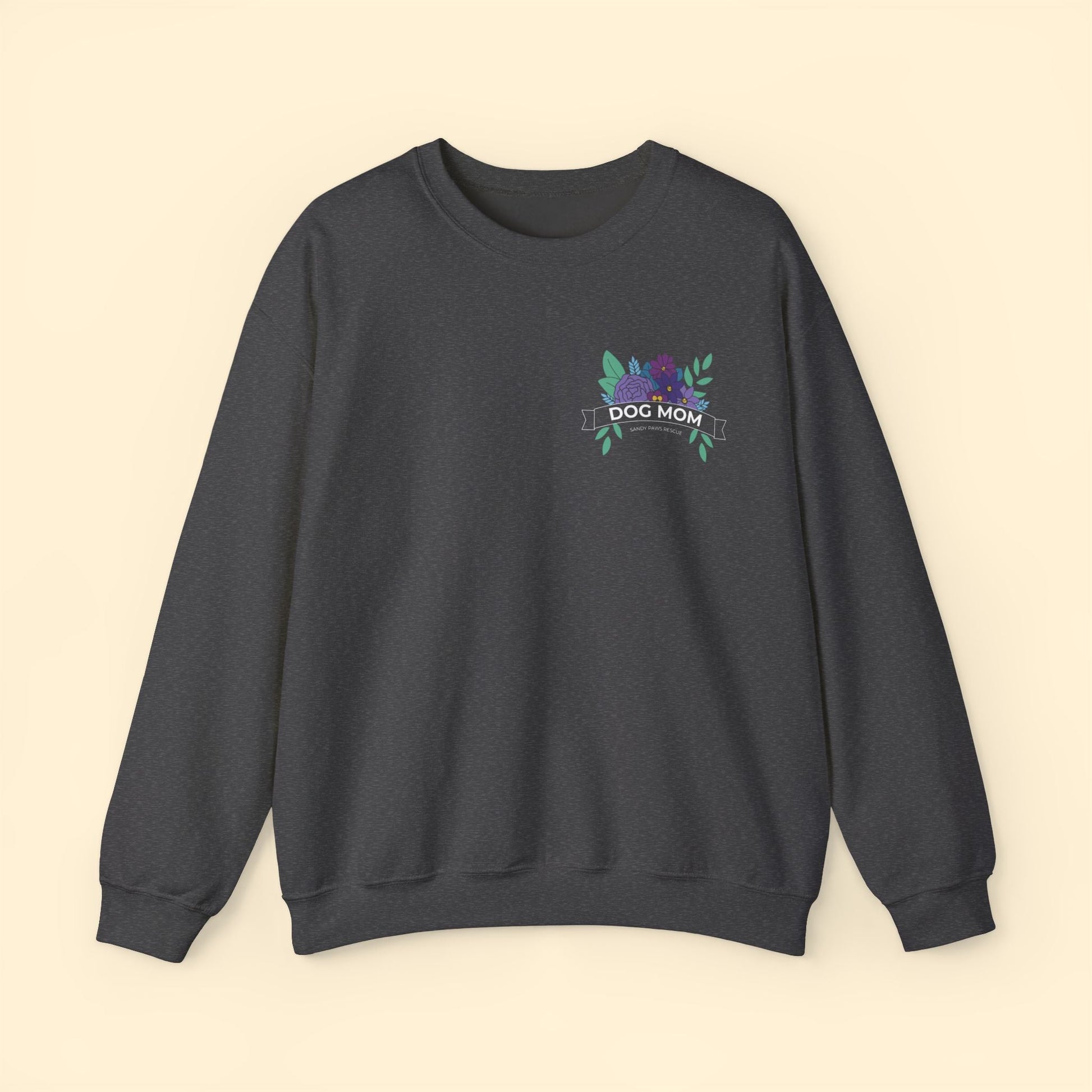 Dog Mom | Pocket Print | FUNDRAISER for Sandy Paws Rescue | Crewneck Sweatshirt - Detezi Designs - 33951852914866205298