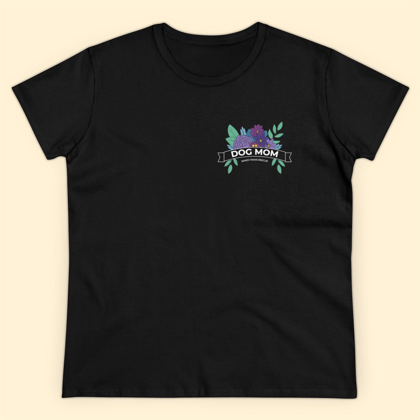 Dog Mom | Pocket Print | FUNDRAISER for Sandy Paws Rescue | Women's Midweight Cotton Tee - Detezi Designs - 19246084435138946348