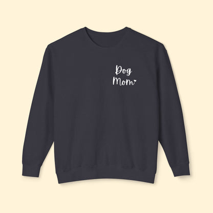 Dog Mom | Pocket Print | Lightweight Comfort Colors Crewneck Sweatshirt - Detezi Designs - 12549648035832135267