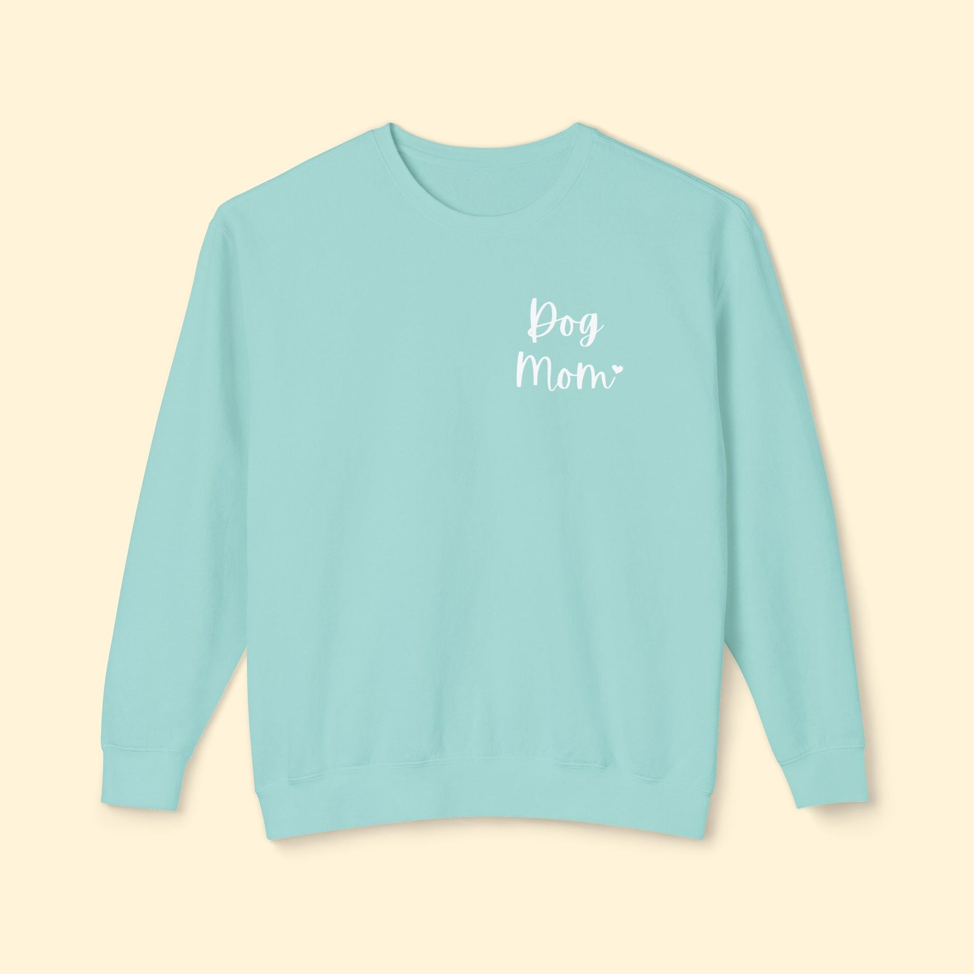 Dog Mom | Pocket Print | Lightweight Comfort Colors Crewneck Sweatshirt - Detezi Designs - 32802031393041880013