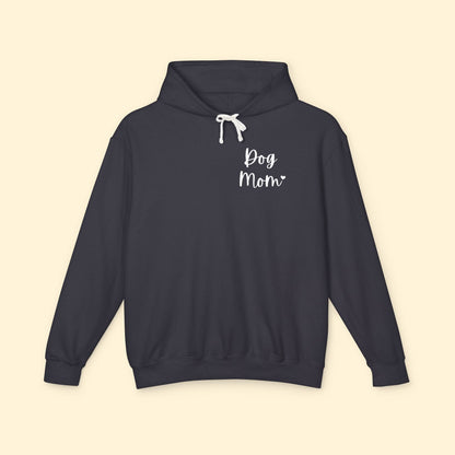 Dog Mom | Pocket Print | Lightweight Comfort Colors Hooded Sweatshirt - Detezi Designs - 21301045142424299127