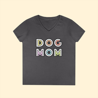 Dog Mom Retro | Ladies' V - Neck T-Shirt - Detezi Designs - 17981511114039533334