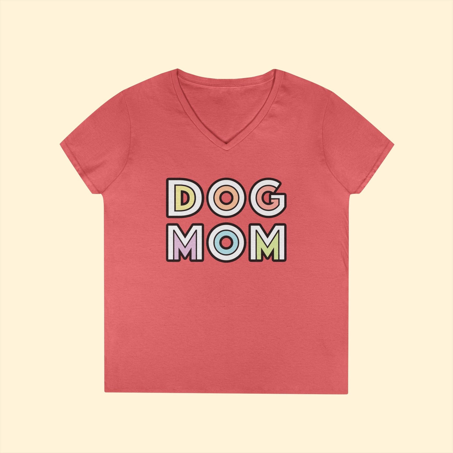 Dog Mom Retro | Ladies' V - Neck T-Shirt - Detezi Designs - 20458300943210478431