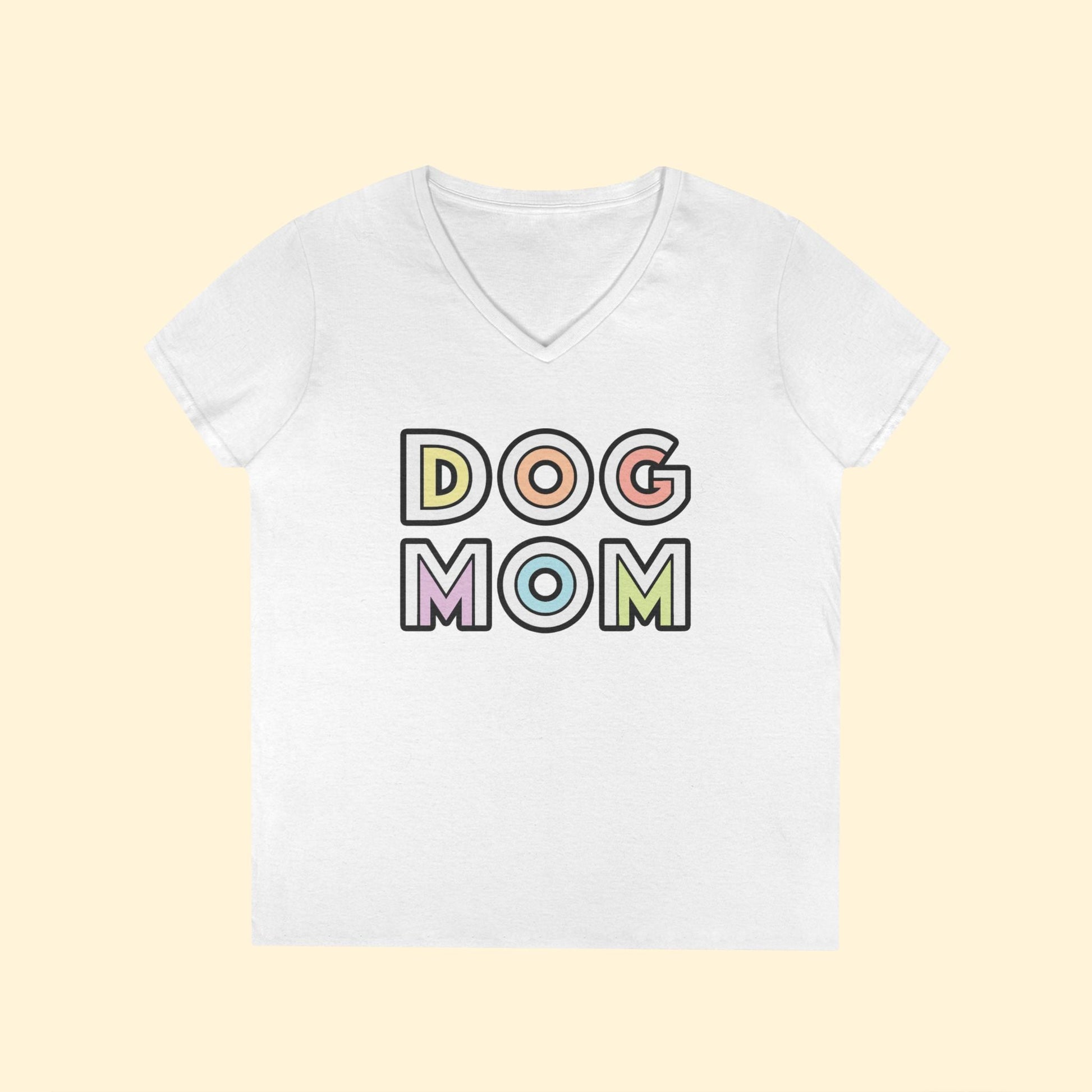 Dog Mom Retro | Ladies' V - Neck T-Shirt - Detezi Designs - 20769292023755549440