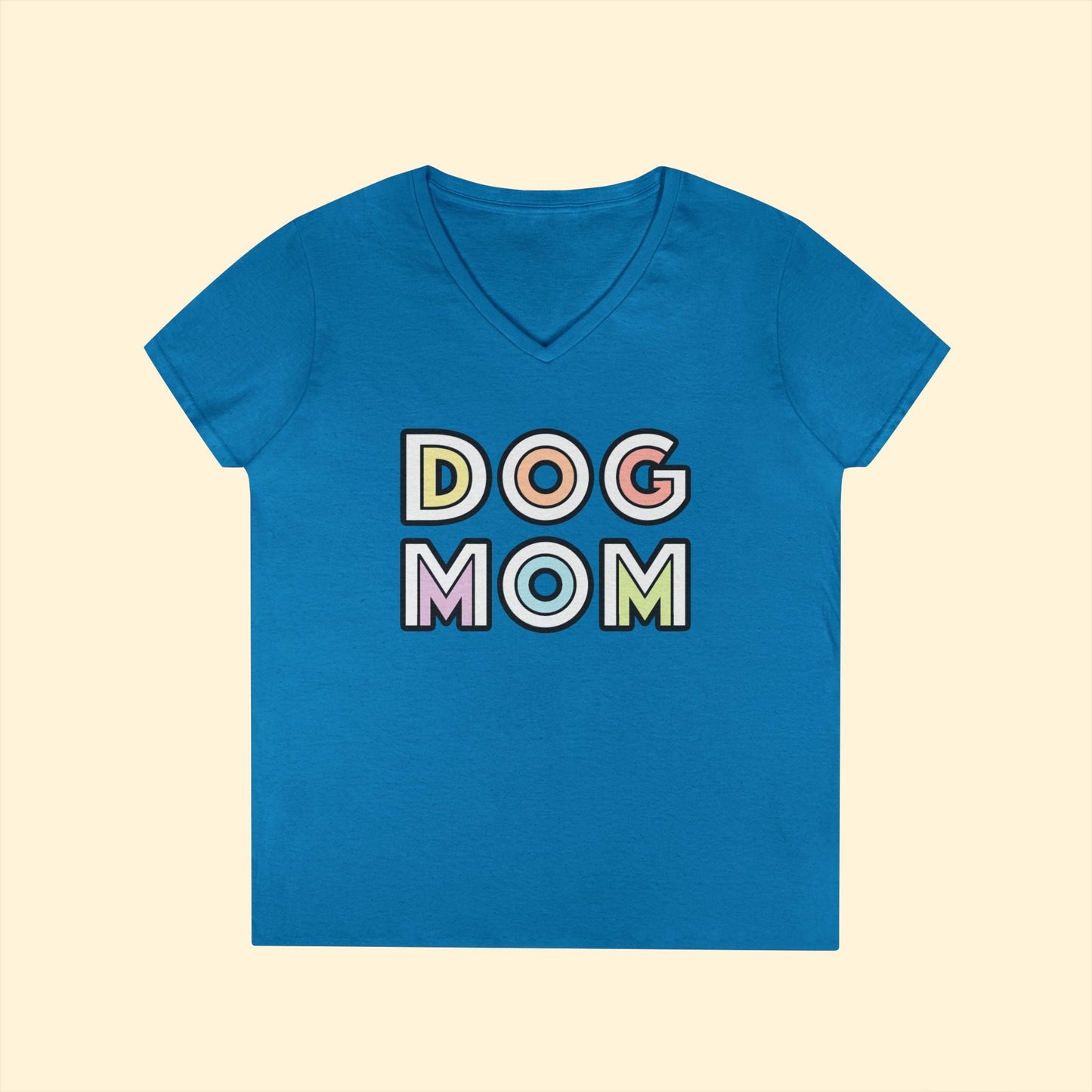 Dog Mom Retro | Ladies' V - Neck T-Shirt - Detezi Designs - 31341601568675491772