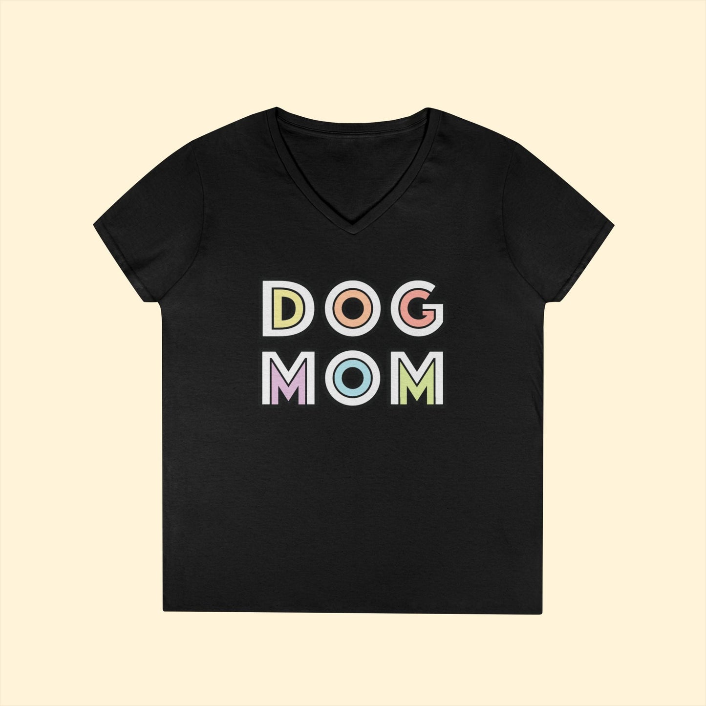 Dog Mom Retro | Ladies' V - Neck T-Shirt - Detezi Designs - 31806845854374866481