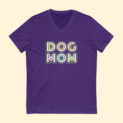 Dog Mom Retro | Unisex V - Neck Tee - Detezi Designs - 13908639116691317559