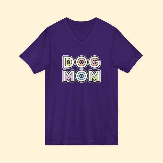 Dog Mom Retro | Unisex V - Neck Tee - Detezi Designs - 21091181171993092384