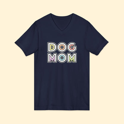Dog Mom Retro | Unisex V - Neck Tee - Detezi Designs - 73330576188397697772