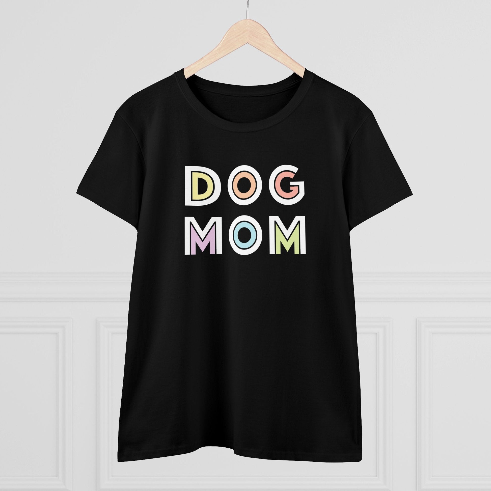 Dog Mom Retro | Women's Midweight Cotton Tee - Detezi Designs - 18805086461372593677